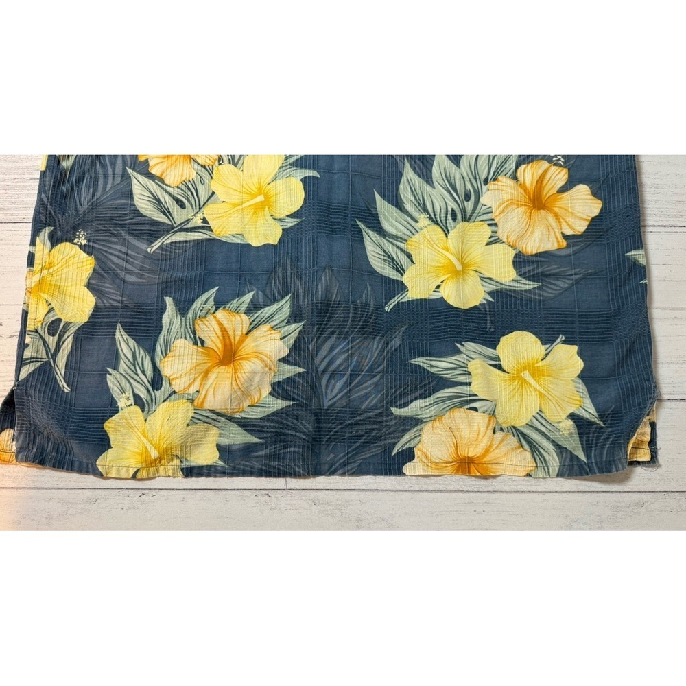 Banana Cabana Floral Buttondown 100% Silk Mens Large Blue Hawaiian Vacation - Picture 4 of 11